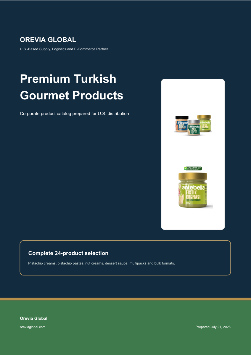 Antepsan premium Turkish gourmet products catalog cover prepared for U.S. distribution